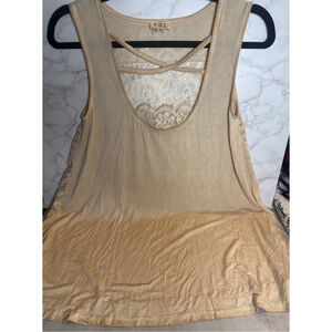 Women's POL Beige Cream Lace Back Tank Top Size S